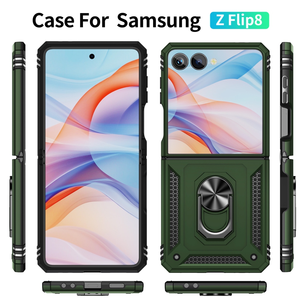 Ring ütésálló tok a Samsung Galaxy Z Flip8 5G-hez – zöld