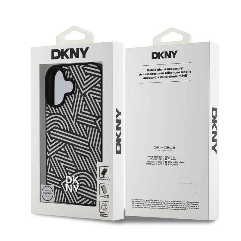 DKNY PU bőr Crosswalk mintás Magsafe hátlap iPhone 16-hoz Elefántcsont elefántcsont