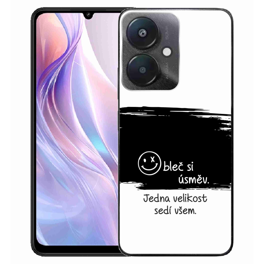 Gél borító mmCase a Xiaomi Redmi 13C 5G számára - vicces szöveg 8 fekete és fehér háttérrel