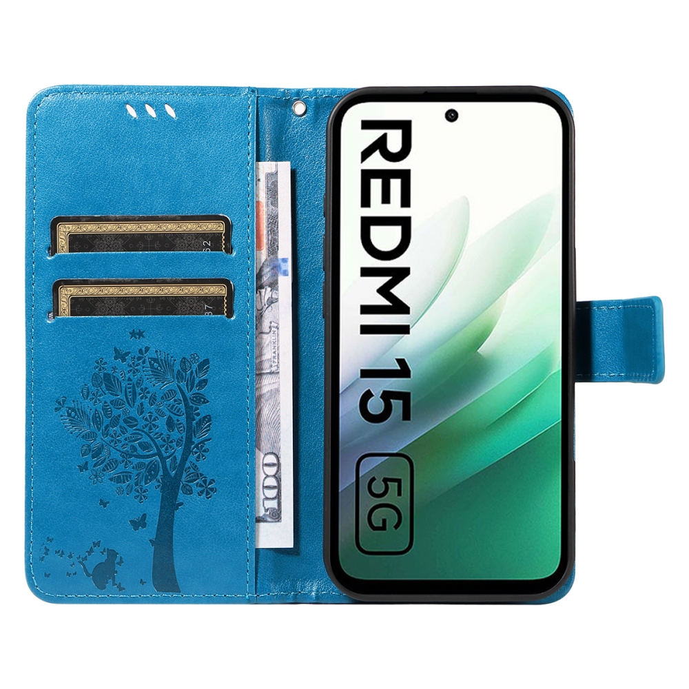 Fák könyve tok Xiaomi Redmi 15 4G (171mm) - kék