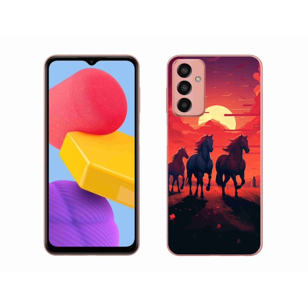 Gél borítás mmCase Samsung Galaxy M13 - lovak és naplemente