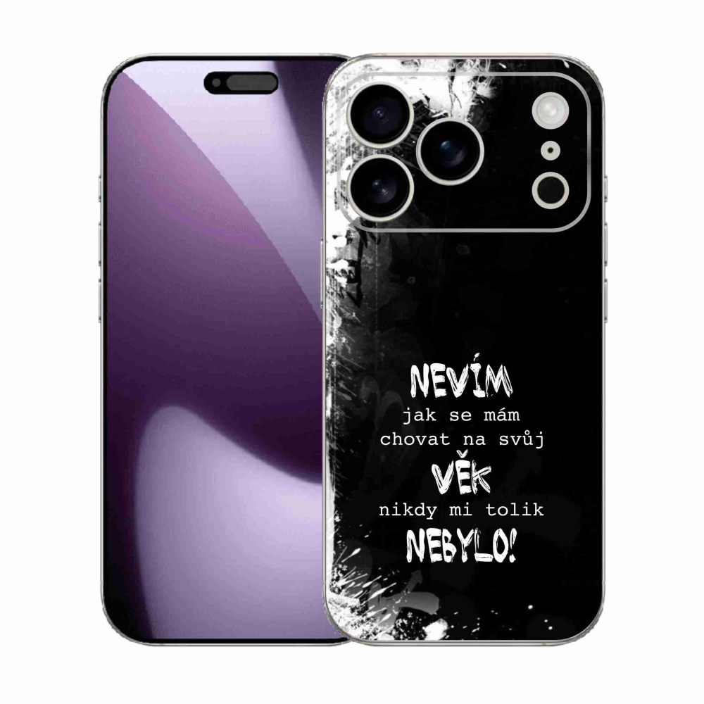 Gél borítás mmCase iPhone 17 Pro készülékhez - vicces szöveg 14 fekete háttér