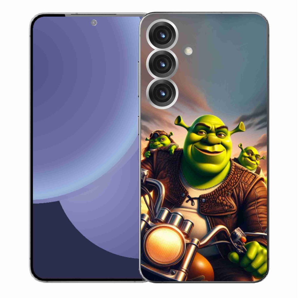 Zselés borítás mmCase Samsung Galaxy S25+ készülékhez - Shrek egy motorkerékpáron