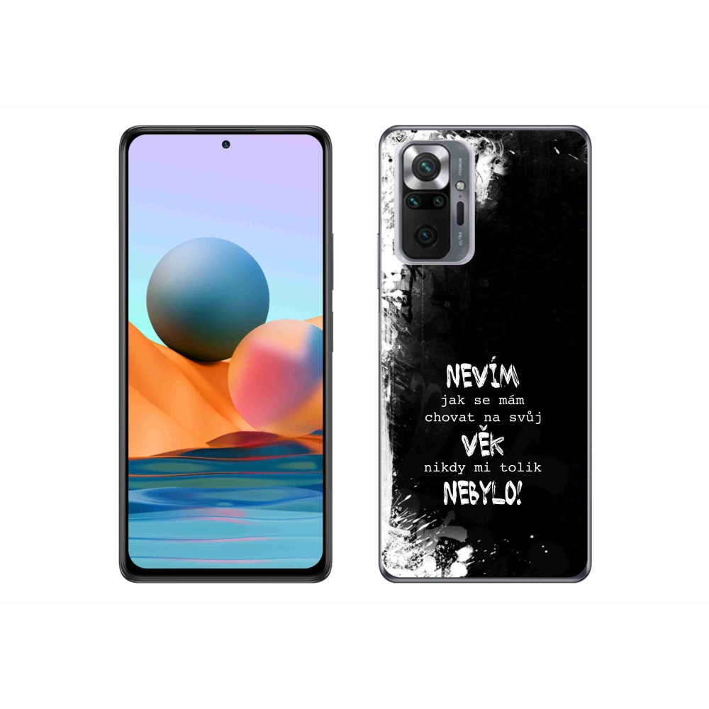Gél borító mmCase a Xiaomi Redmi Note 10 Pro készülékhez - vicces szöveg 14 fekete háttérrel