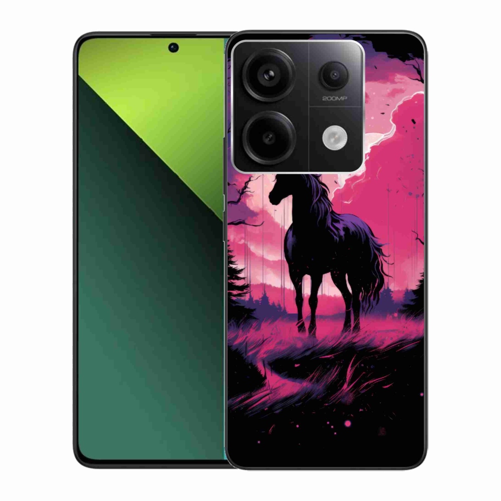Gél borítás mmCase a Xiaomi Redmi Note 13 Pro 5G/Poco X6 5G - fekete rajzfilm ló 1