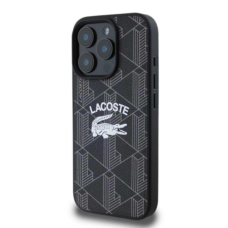 Lacoste Blend Monogram MagSafe hátlap iPhone 16 Pro-hoz Fekete