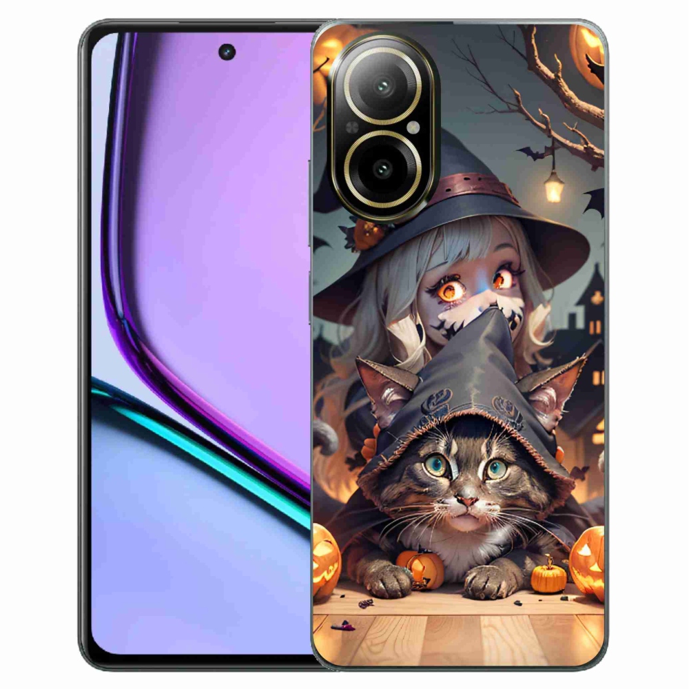 Zselés borítás mmCase a Realme C67 készülékhez - boszorkány macskával