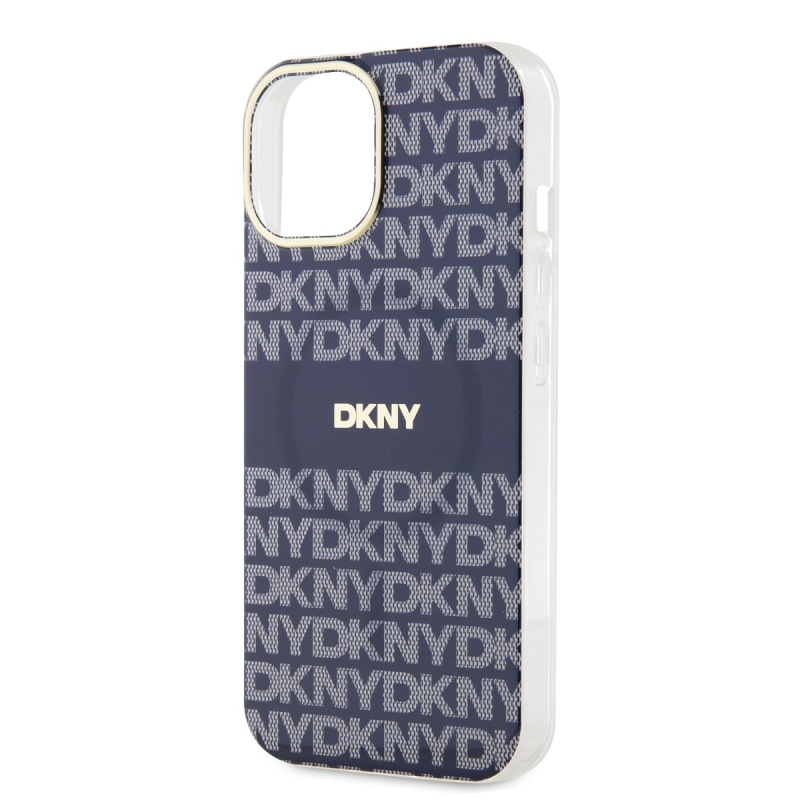 DKNY PC/TPU ismétlődő mintás tonális csíkos Magsafe hátlap iPhone 13-hoz Kék