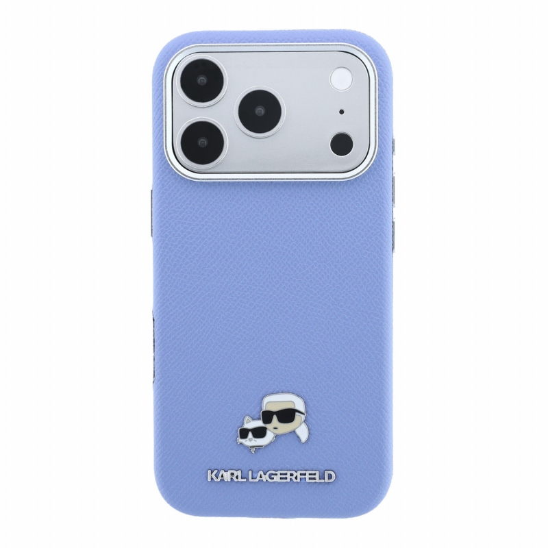 Karl Lagerfeld PU, szemcsés felületű, félig körbeölelő, K&CH Heads Magsafe hátsó tok az iPhone 18 Pro Max-hoz, kék