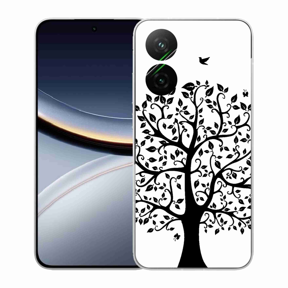 Gél borítás mmCase a Xiaomi Poco F7 5G-hez - fekete és fehér fa