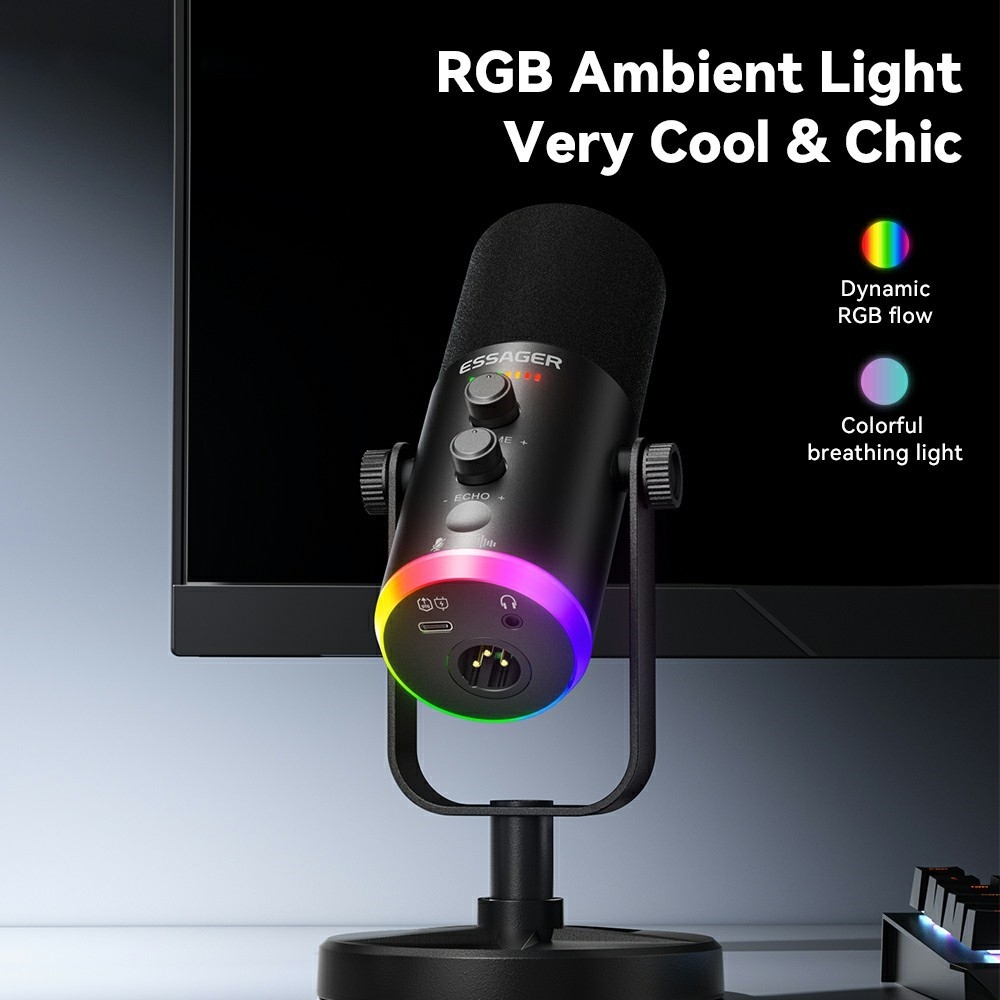 Essager asztali mikrofon XLR USB-C 3,5 mm-es csatlakozóval és DSP zajcsökkentéssel