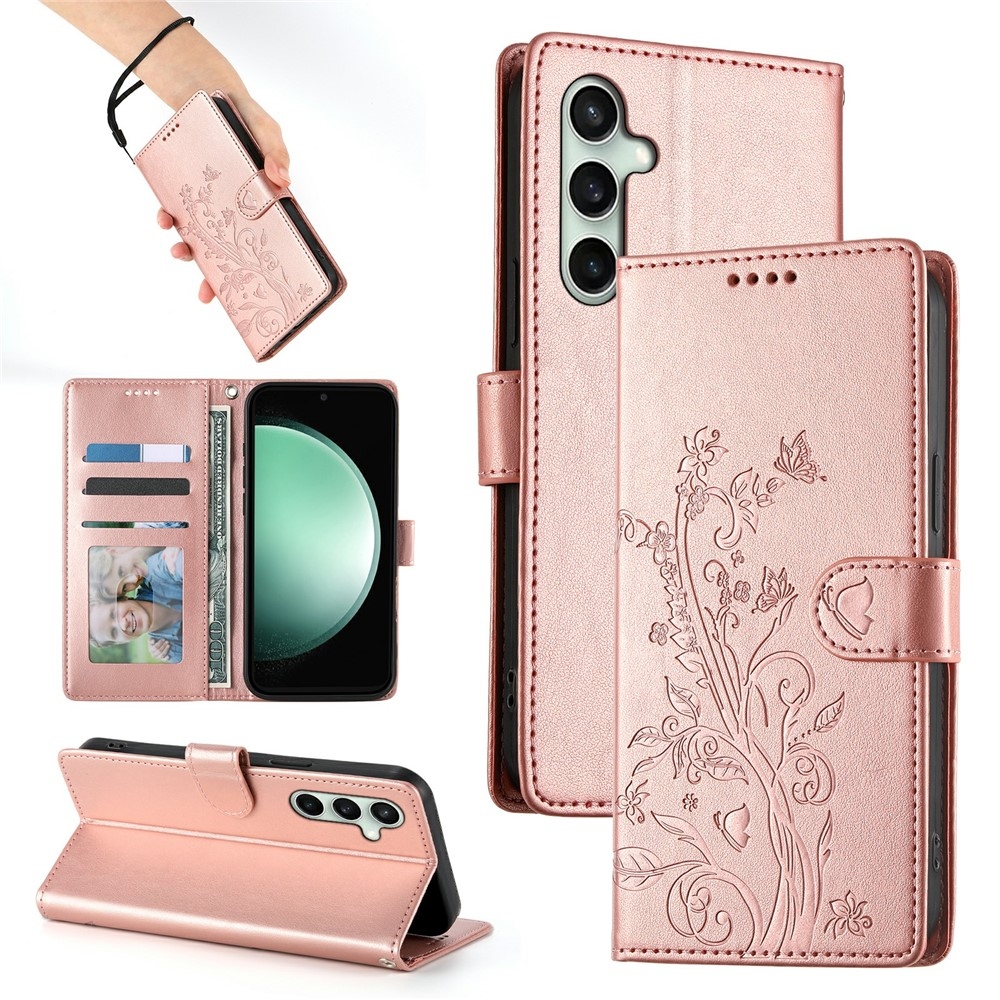 Virágok könyv tok Samsung Galaxy S25 FE készülékhez - rózsa arany