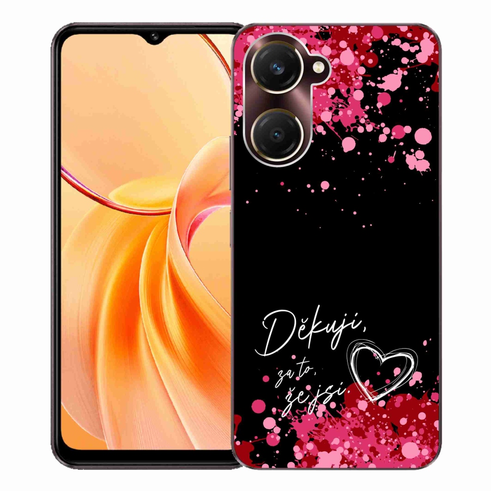 Gél borító mmCase a Vivo Y28s 5G-n - szerelmes szöveg 2 fekete háttérrel