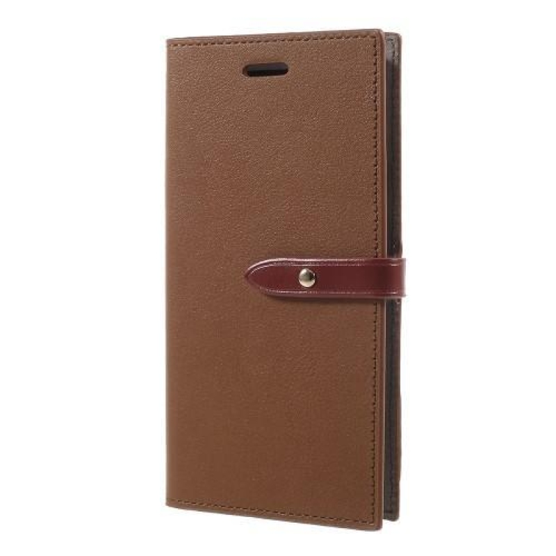 Romace PU bőr tok állvány funkcióval iPhone X készülékhez - barna