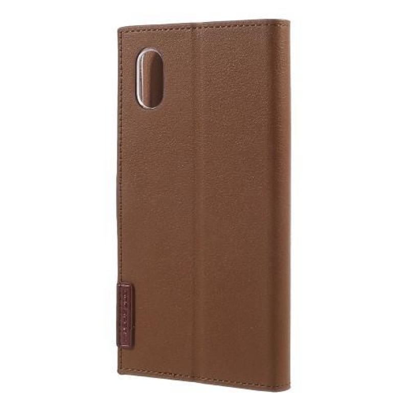 Romace PU bőr tok állvány funkcióval iPhone X készülékhez - barna