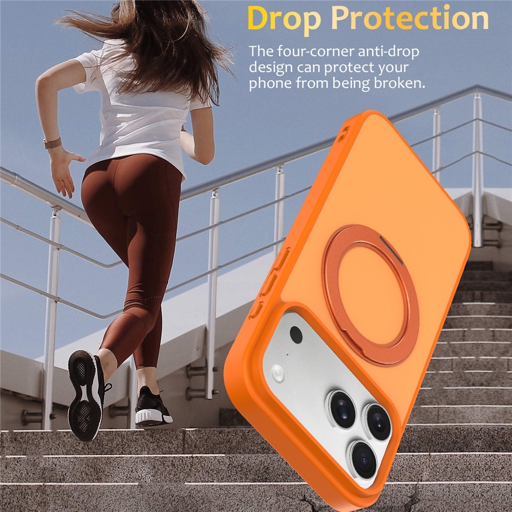 Rotaty gél tok merev háttámlával és MagSafe-kompatibilis az iPhone 18 Pro Max/17 Pro Max készülékekhez – narancssárga