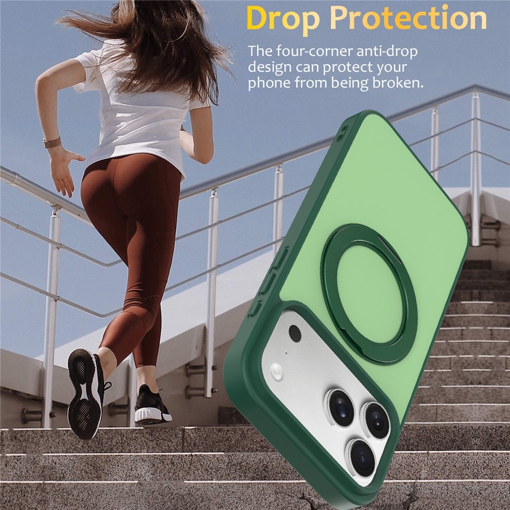 Rotaty gél tok merev háttámlával és MagSafe-kompatibilis az iPhone 18 Pro Max/17 Pro Max készülékekhez – zöld