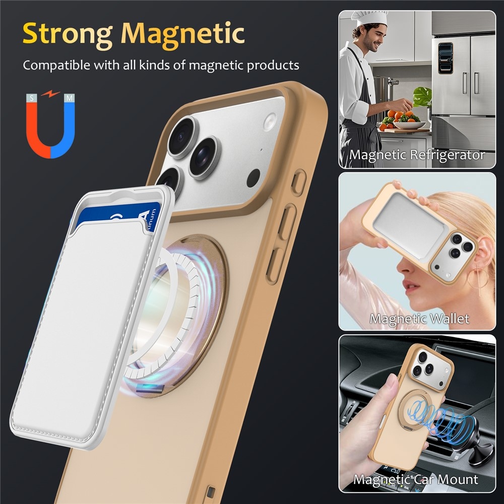 Rotaty gél tok merev hátlappal és MagSafe-vel az iPhone 18 Pro Max/17 Pro Max-hoz – arany