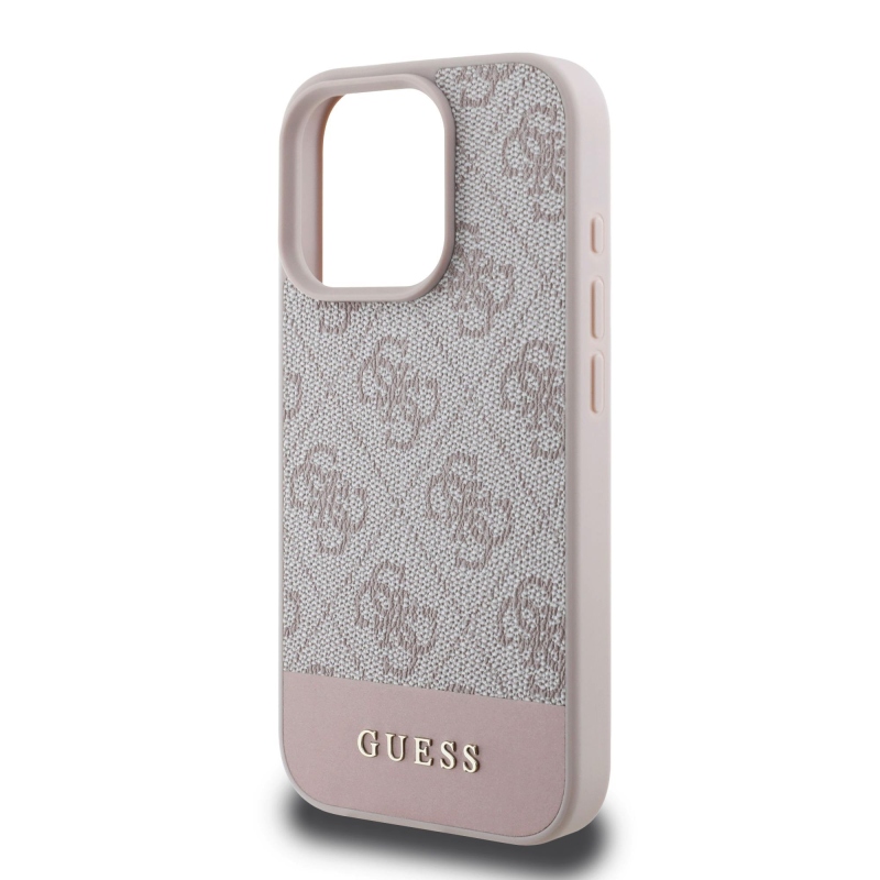 Guess PU 4G csíkos hátlap iPhone 16 Pro Max rózsaszínű iPhone 16 Pro Max készülékhez