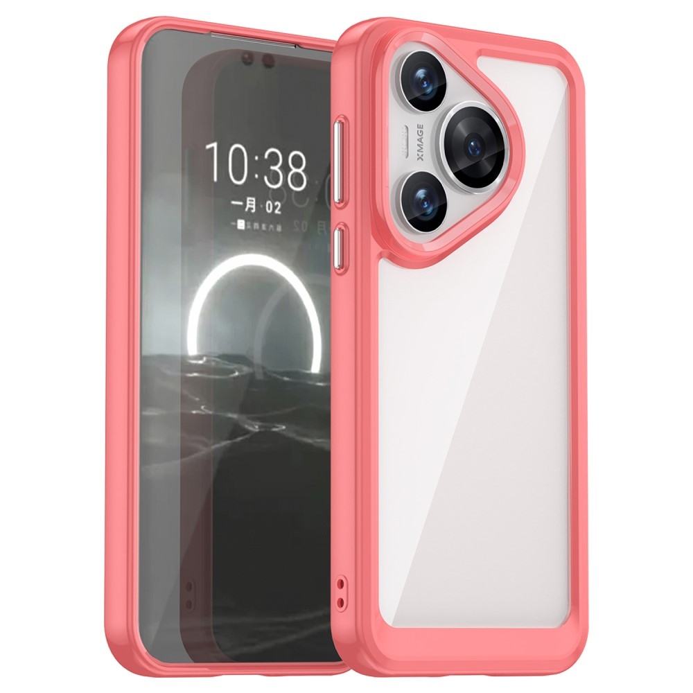 Gél tok fix hátlappal a Huawei Pura 70 készülékhez - piros