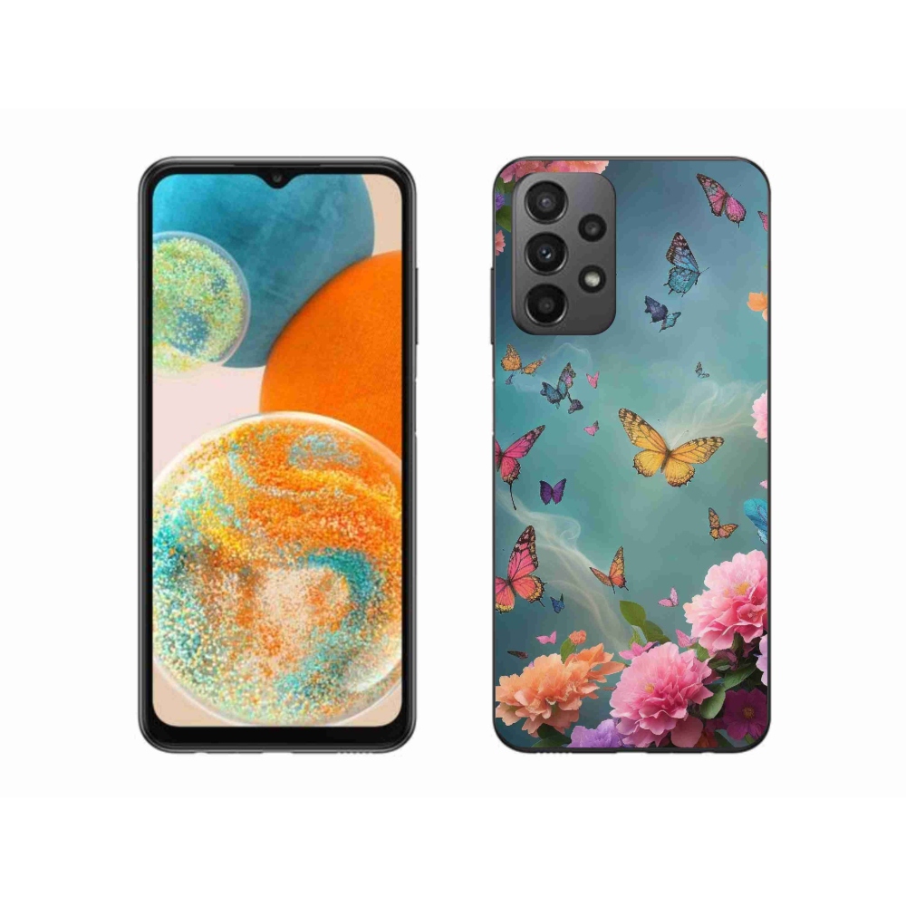 Gél borítás mmCase Samsung Galaxy A23 4G/5G - színes virágok és pillangók