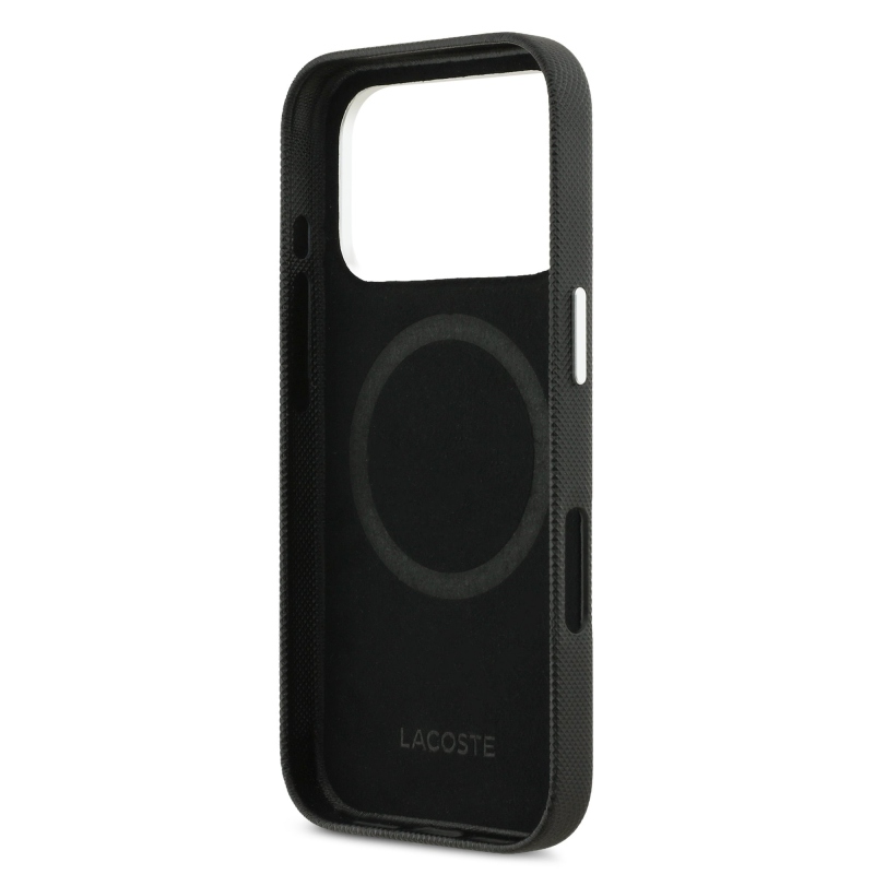 Lacoste Iconic Petit Pique fém logós MagSafe hátlap iPhone 17 Pro Max készülékhez, fekete