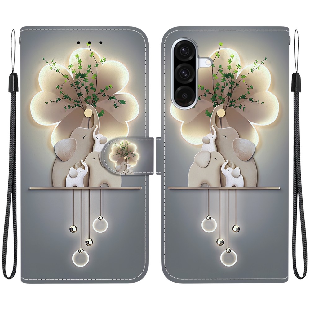 Sokoldalú könyvtáska Samsung Galaxy A36 5G/A56 5G - elefántokhoz