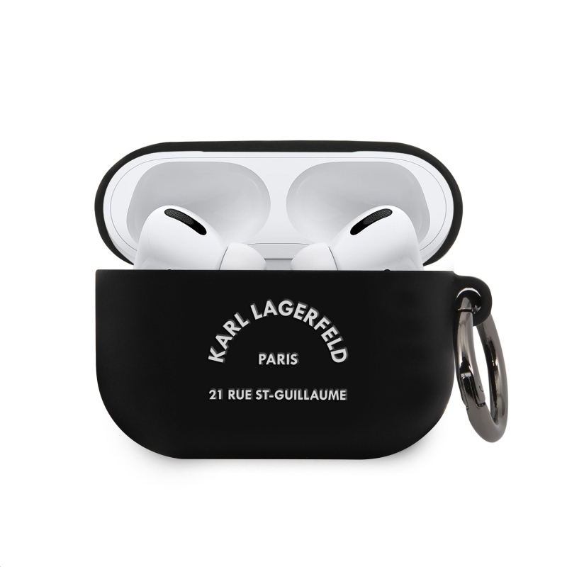 Karl Lagerfeld Rue St Guillaume szilikon tok Airpods Pro fekete színű készülékhez