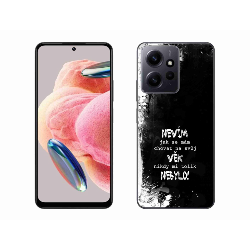Gél borító mmCase a Xiaomi Redmi Note 12 4G-hez - vicces szöveg 14 fekete háttérrel