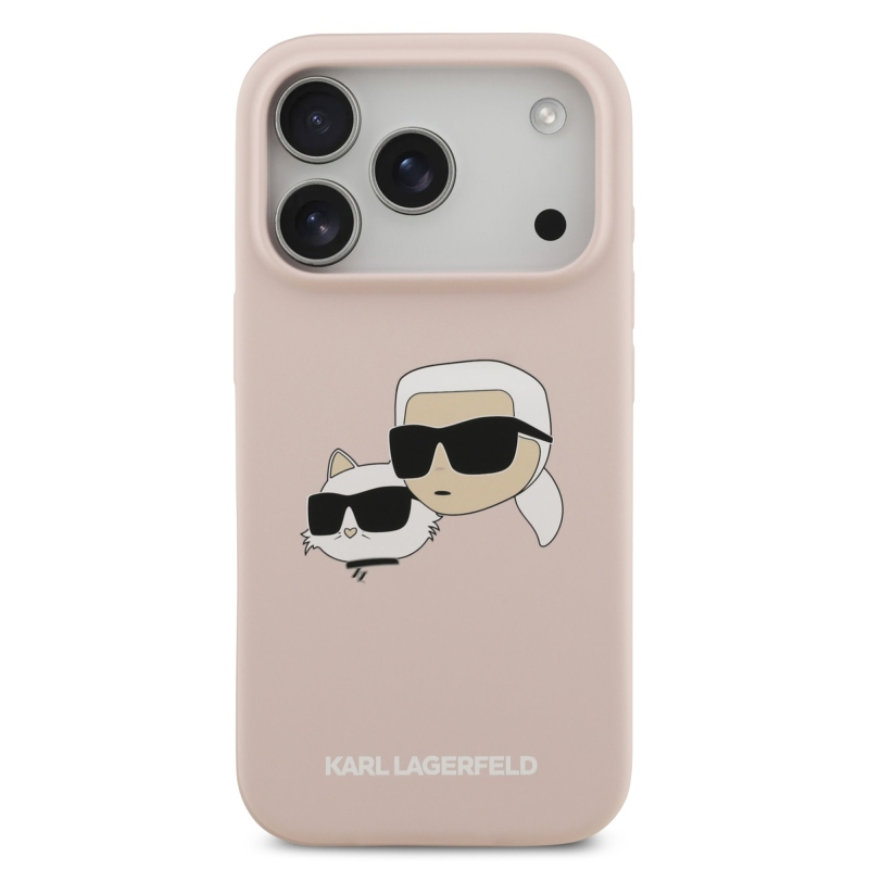 Karl Lagerfeld folyékony szilikon duplafejű MagSafe hátlap iPhone 17 Pro rózsaszínű iPhone 17 Pro számára