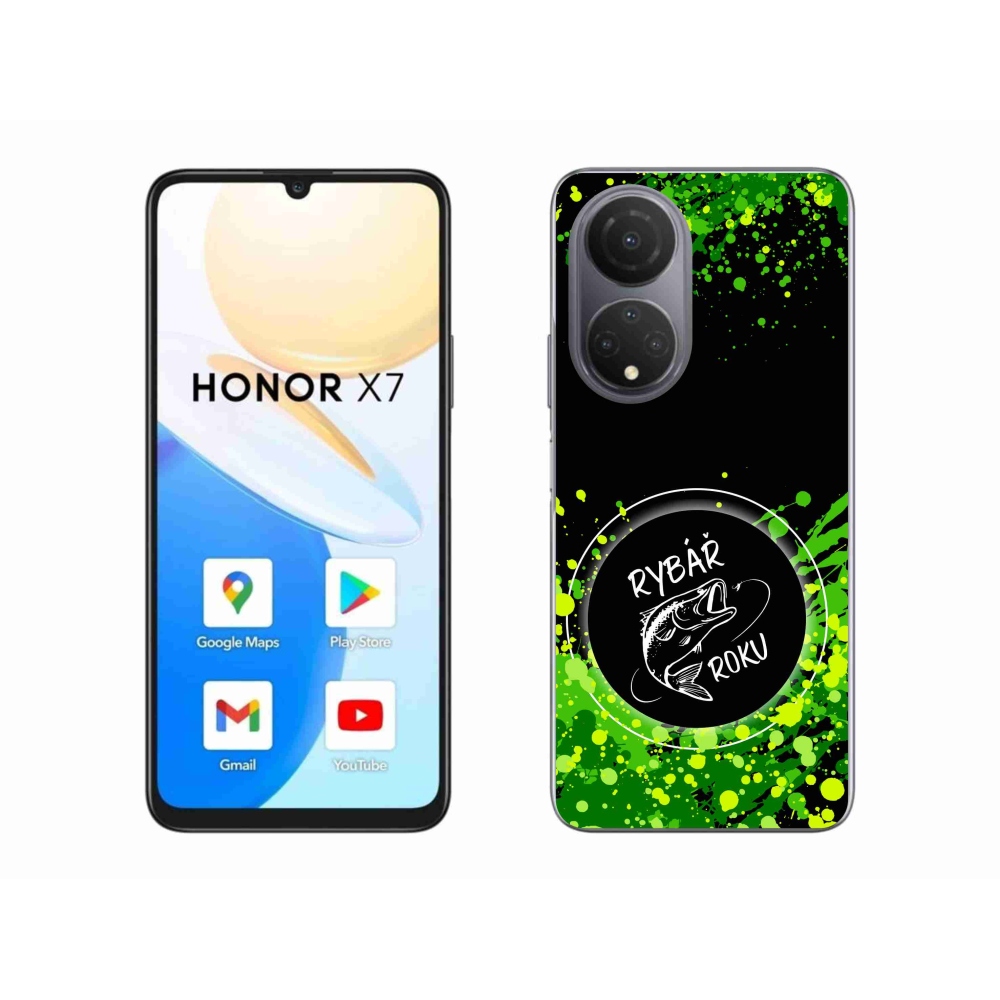 Zselés borító mmCase a Honor X7-hez - az év horgásza fekete háttérrel