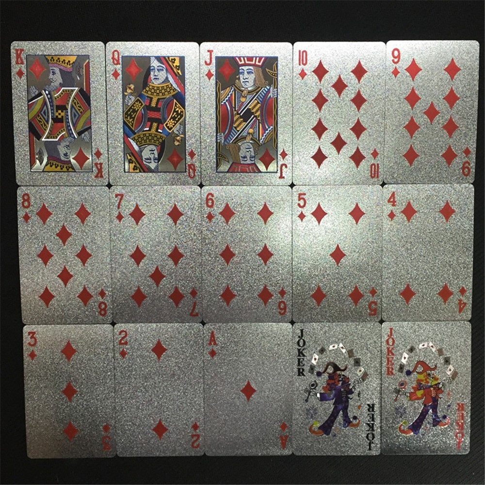 Vízálló műanyag játékkártyák 100 dollárért, ezüst kivitelben, 54 db