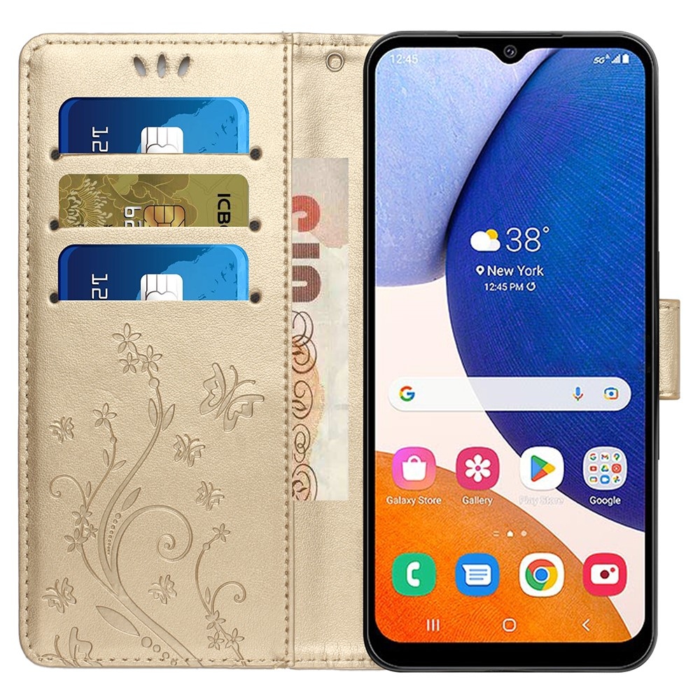 Virágok könyv tok Samsung Galaxy S23 FE készülékhez - arany színű