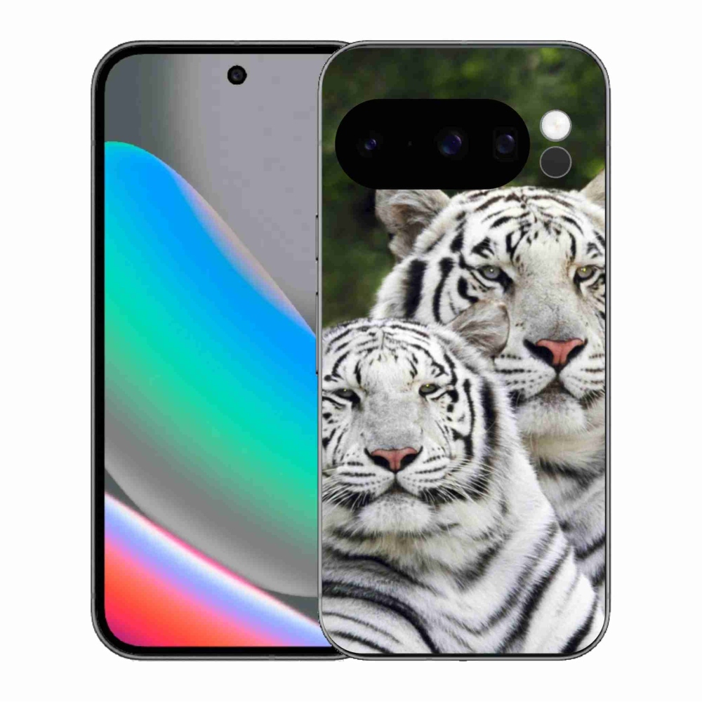 Gél borítás mmCase a Google Pixel 10 Pro számára - fehér tigrisek