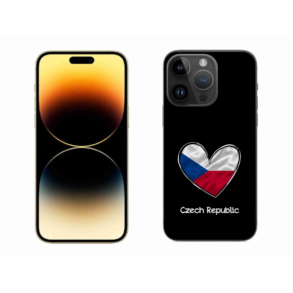 Zselés borítás mmCase iPhone 14 Pro Max 6.7 készülékhez - zászlós szív fekete háttérrel