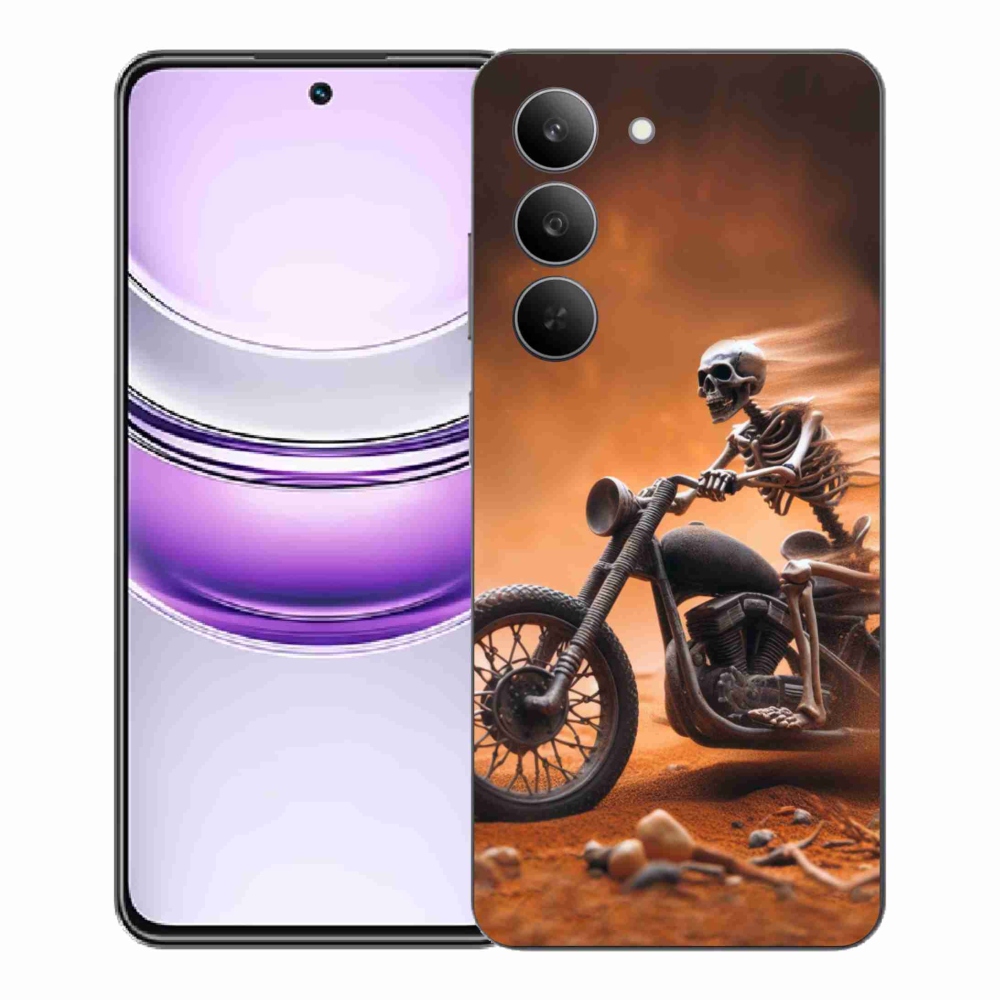 Gél borítás mmCase a Realme 14x 5G-hez - csontváz motorkerékpáron