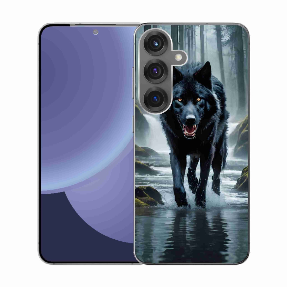 Zselés borítás mmCase Samsung Galaxy S25 - fekete farkas