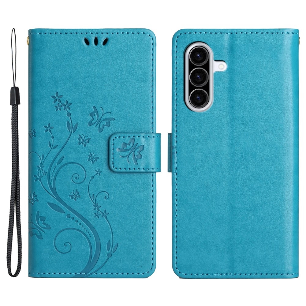 Virágok könyv tok Samsung Galaxy A26 5G - kék