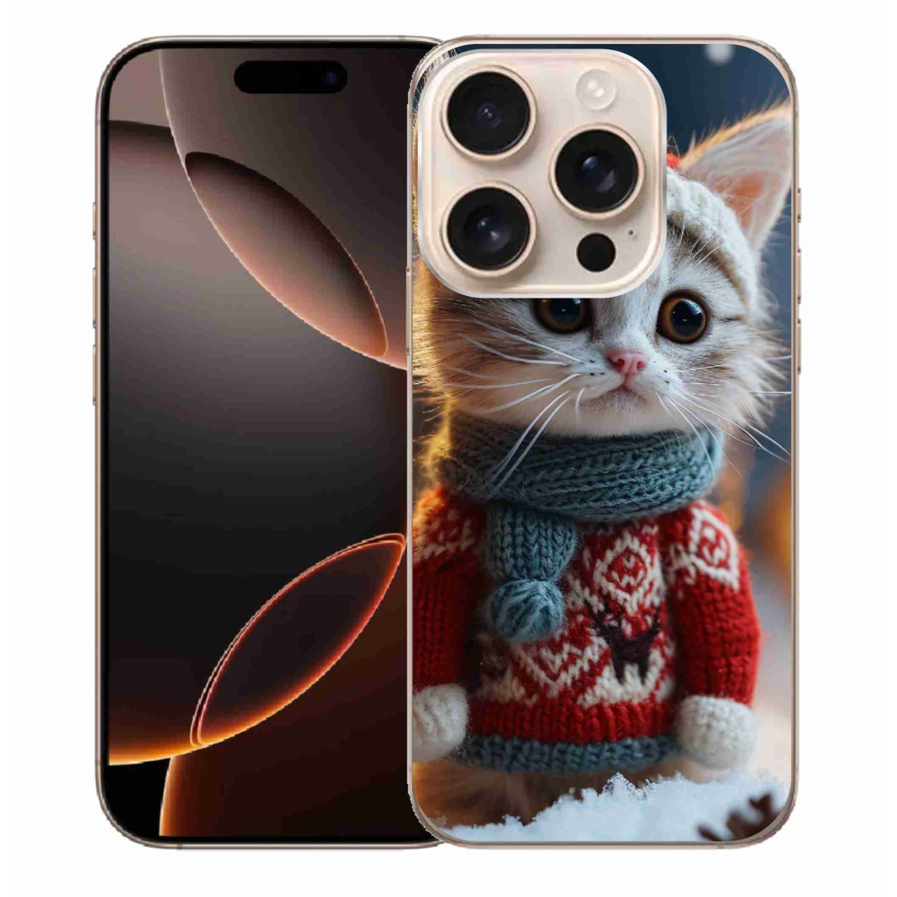 Gél borítás mmCase iPhone 16 Pro Max készülékhez - cica pulóverben