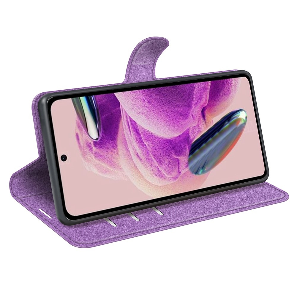 Litchi könyv tok Xiaomi Redmi Note 12S-hez - lila