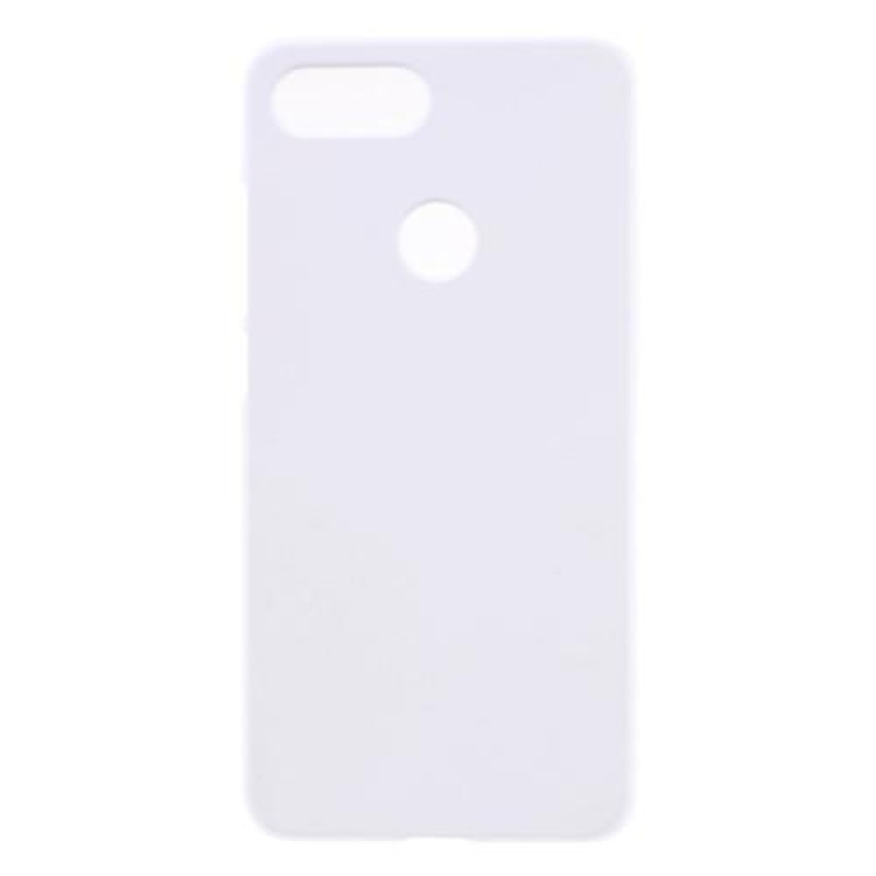 Gumírozott műanyag tok gumírozott borítással Xiaomi Mi 8 Lite készülékhez - fehér