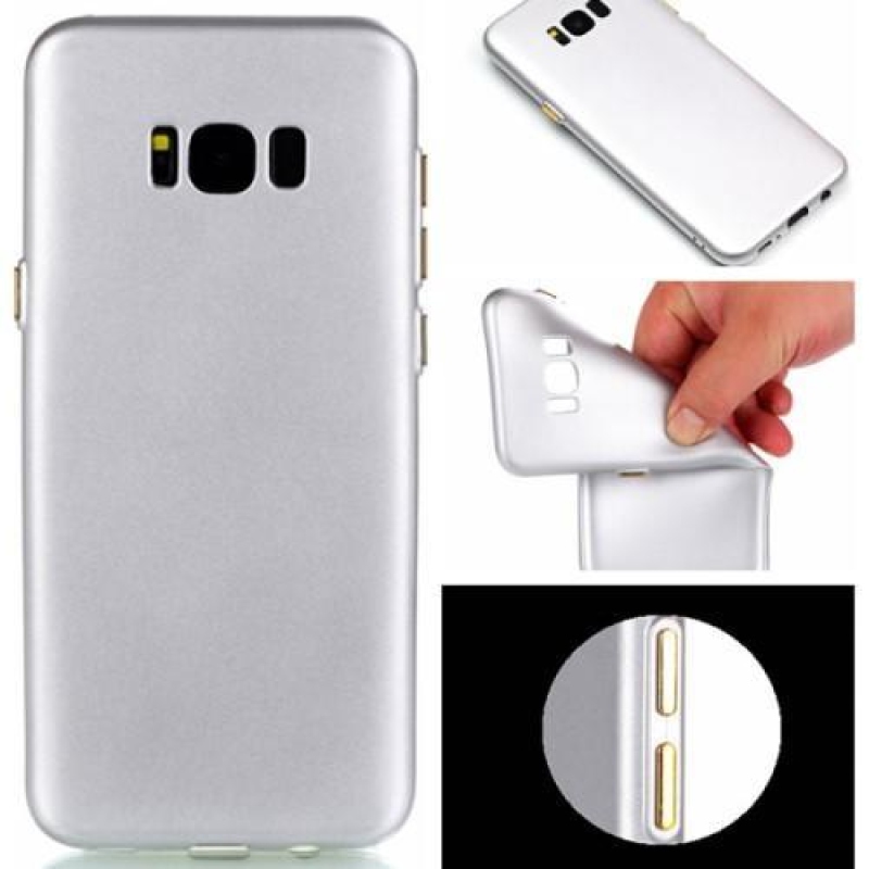 Gumi gumírozott zselés tok Samsung Galaxy S8 Plus készülékhez - ezüst színű