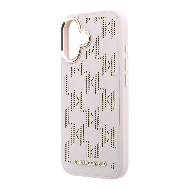 Karl Lagerfeld PU perforált Monogram MagSafe hátsó tok iPhone 17-hez, rózsaszín
