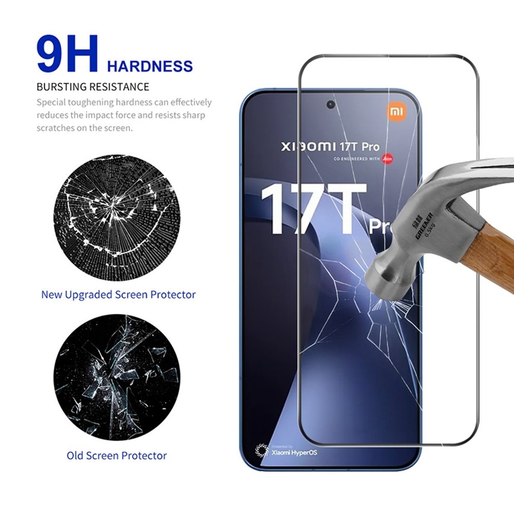 RURI teljes képernyő edzett üveg Xiaomi 17T Pro számára