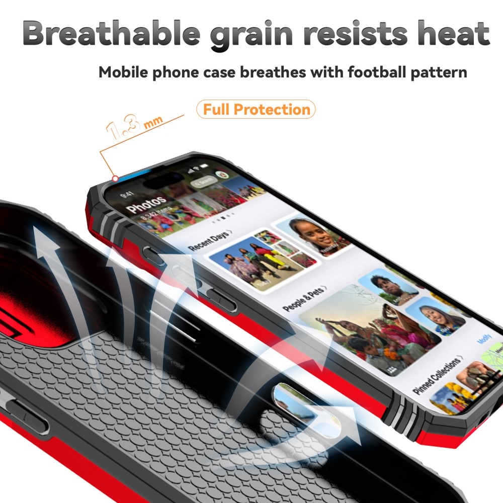 Tartós csúszásbiztos borítás iPhone 16 Pro Max készülékhez - piros