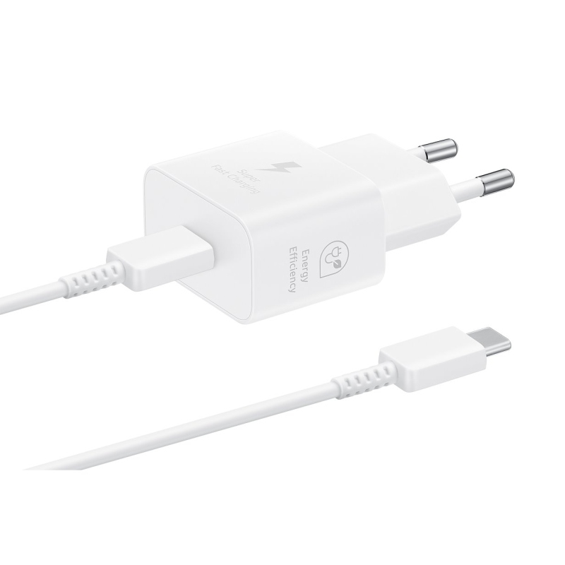 EP-T2510EWE + EP-DN980BWE Samsung USB-C 25W-os utazási töltő + USB-C adatkábel fehér (OOB Bulk)