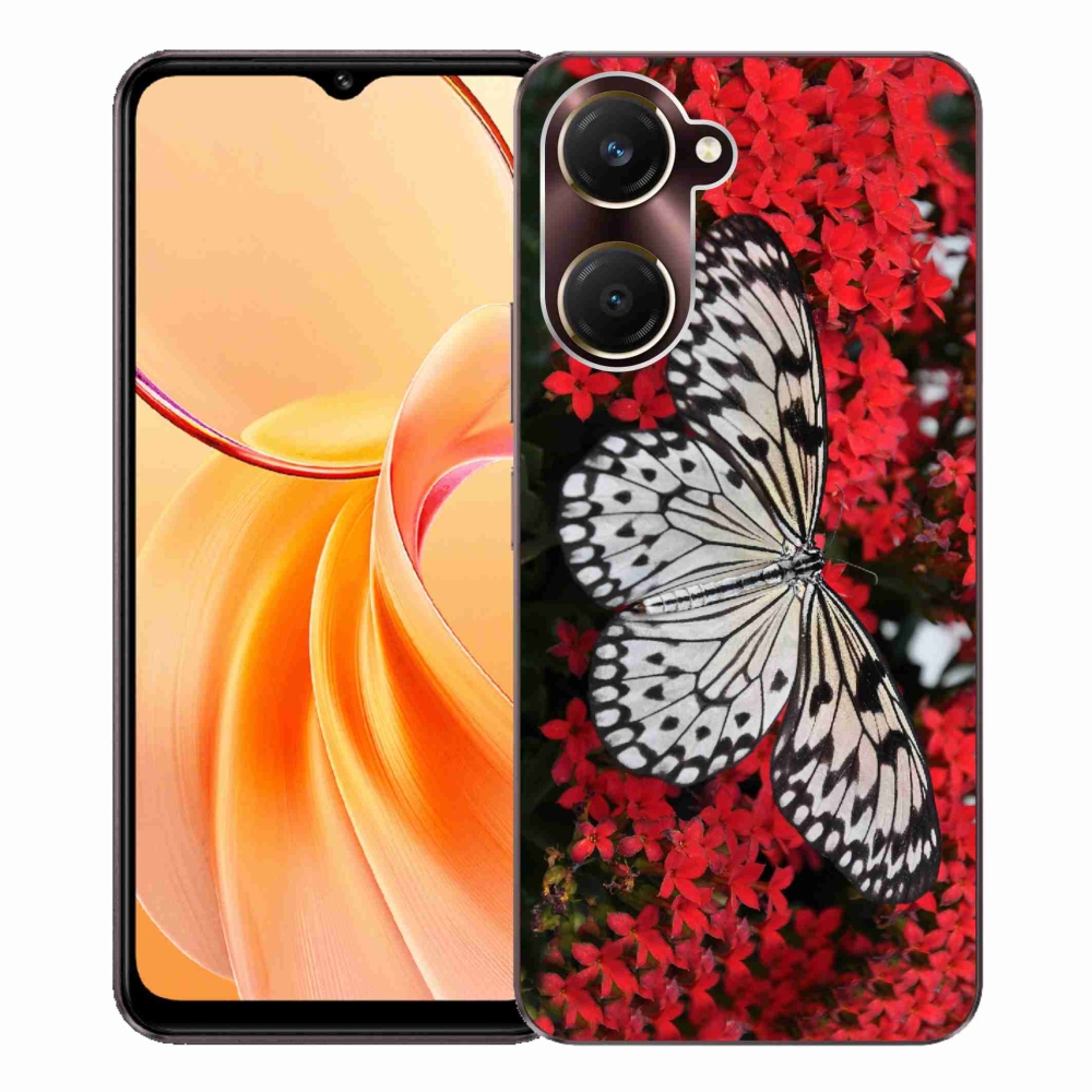 Gél borítás mmCase a Vivo Y28s 5G - fekete-fehér pillangó 1