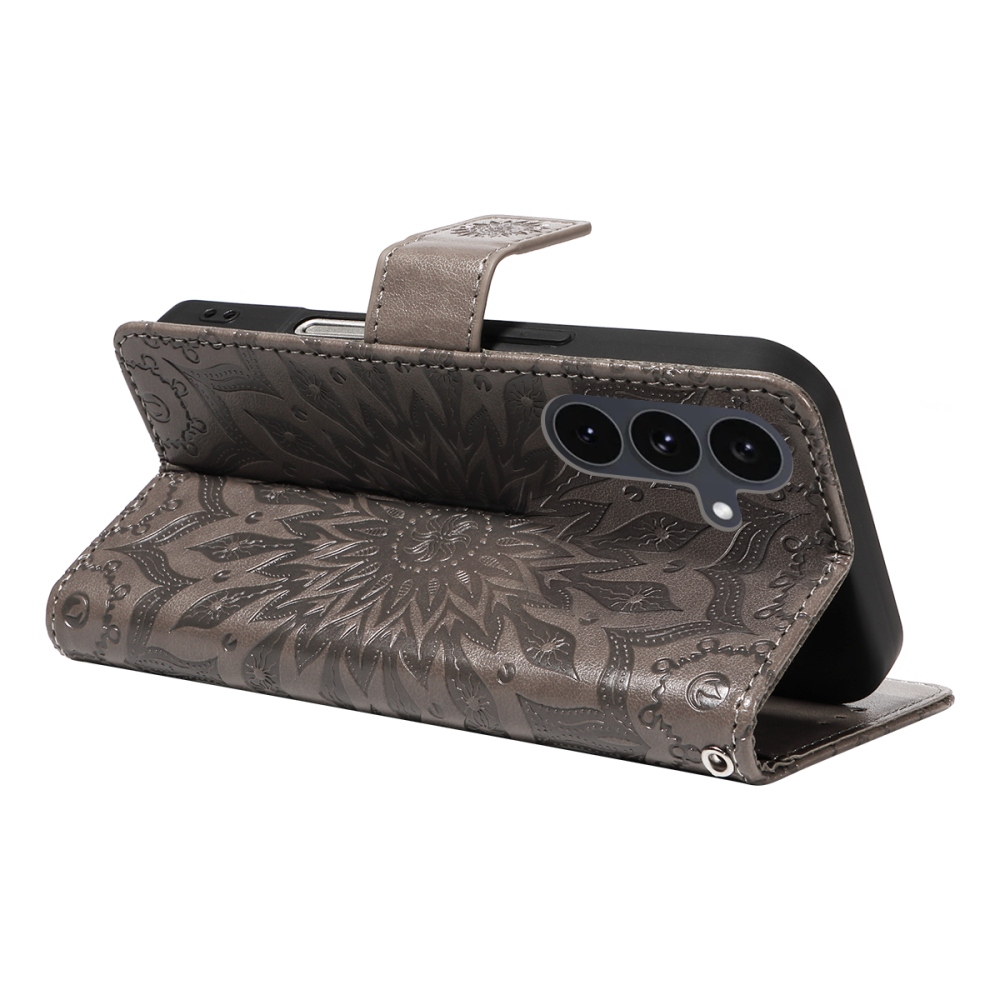 Napraforgó könyv tok Samsung Galaxy S25 FE készülékhez - szürke