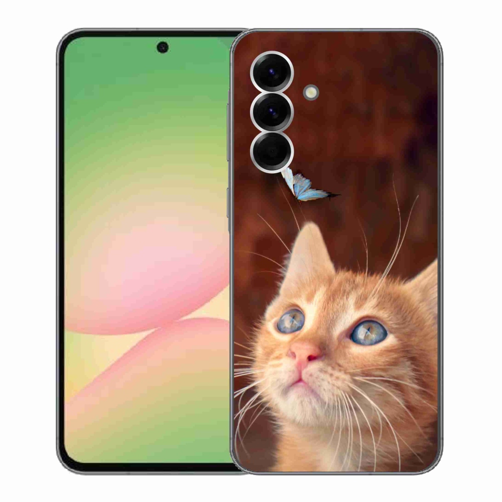 Gél borító mmCase Samsung Galaxy A56 5G - pillangó és cica - Samsung Galaxy A56 5G számára