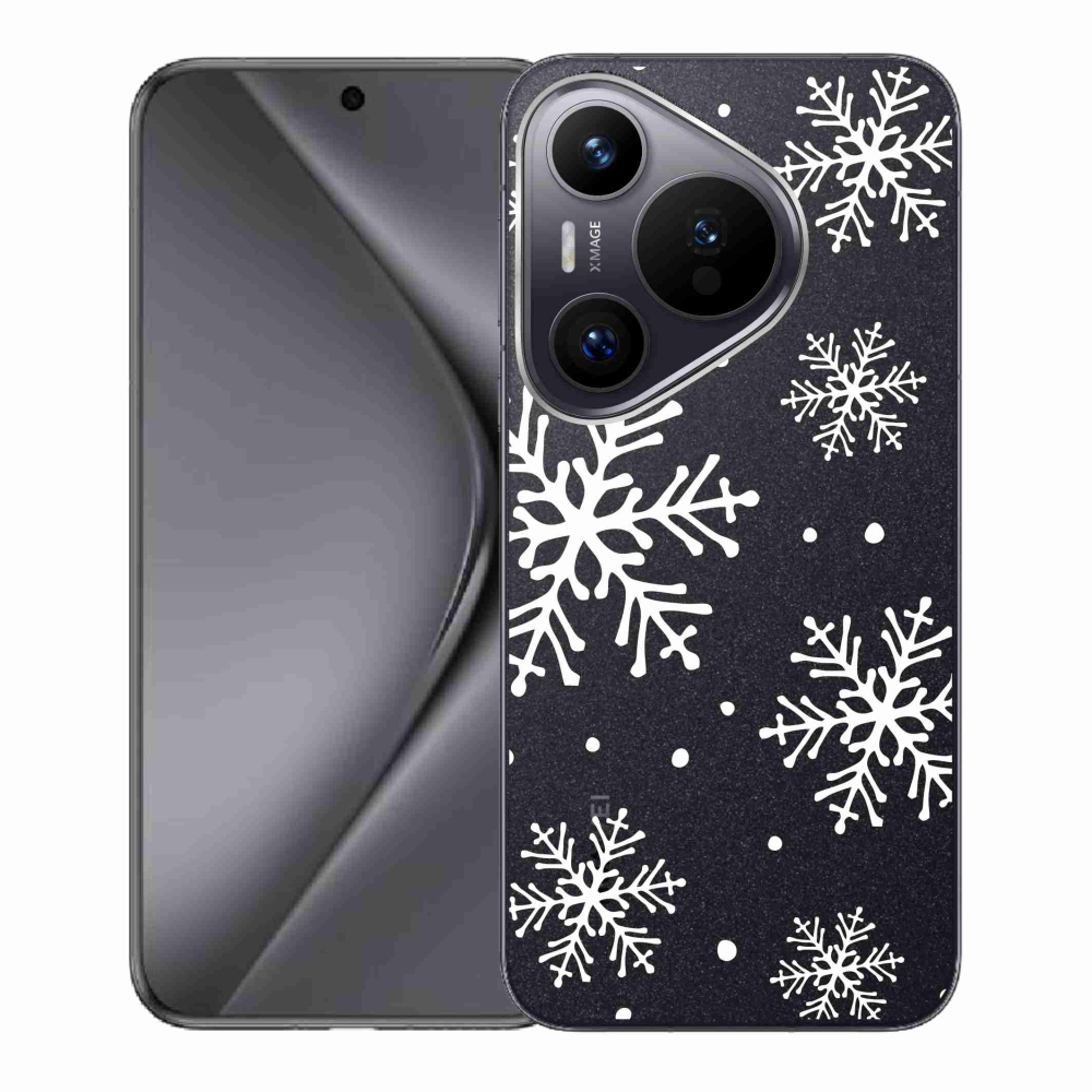 Gél borító mmCase a Huawei Pura 70 készülékre - fehér pelyhek átlátszó háttéren